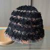 New autumn and winter bucket hat European and American women's hat colored striped knitted warm wool hat thickened and velvet