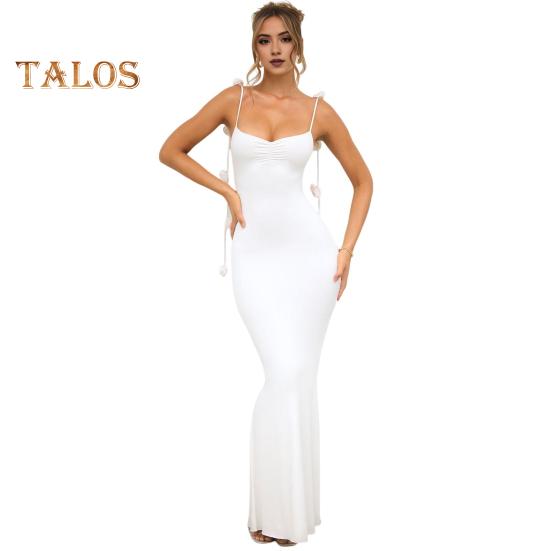 

Женское вечернее платье с 3D-узором в виде розы, на тонких бретельках, без рукавов, с V-образным вырезом, облегающее коктейльное платье макси, женское банкетное свадебное платье макси M белый