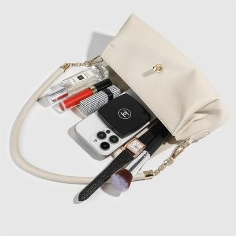 Fashion Chain Metal Lock Handbag Women White Soft Leather Large Capacity Shoulder Bag Ladies Luxury Design Simple Crossbody Bags