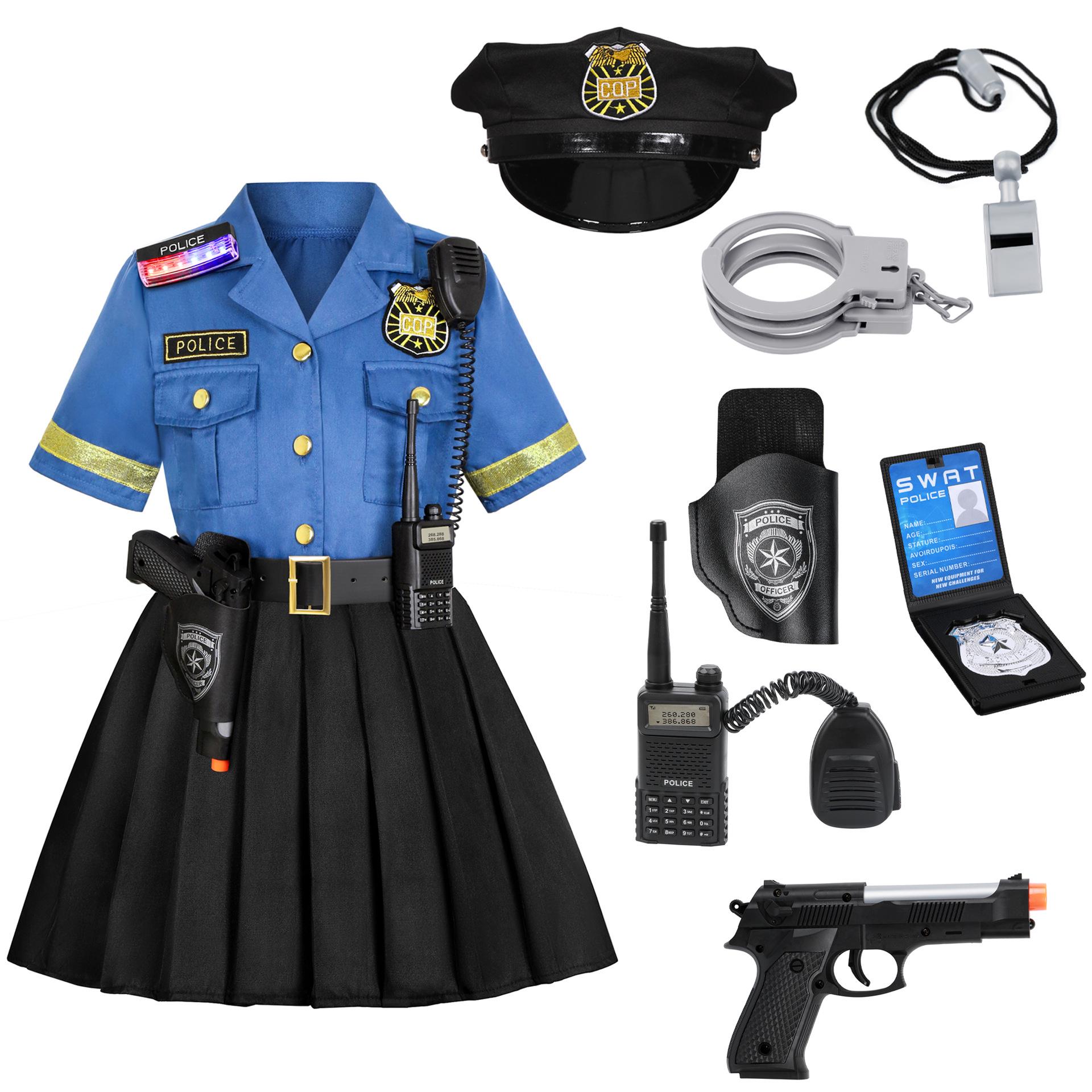 Meiteņu policijas formas tērpa svārku komplekts: