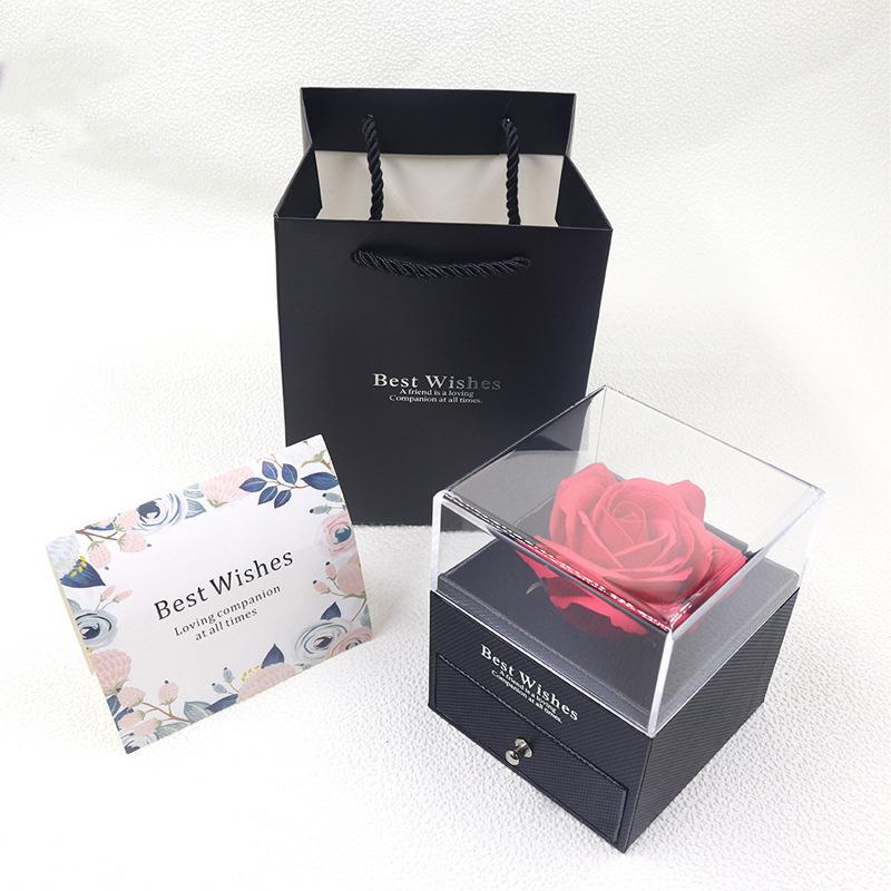 Collane con ciondolo in zircone rosso di lusso con scatola regalo con fiore di rosa per fidanzata, regalo per donne, ti amo, regalo romantico per anniversario, compleanno, matrimonio