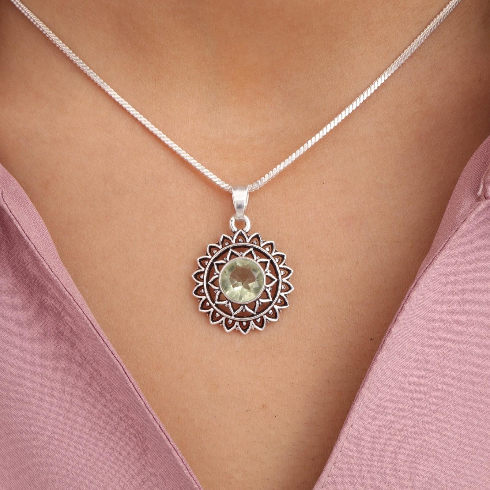 

Зеленый Аметист Драгоценный Камень Серебро 925 пробы Ювелирные Изделия Ручной Работы Бохо Подвеска 1.14 CP-30-8