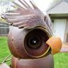 Owl Wind Chime Iron Wing Flapping Owl Wind Spinner Weather Resistant Eagle Stake Garden Accsesories Outdoor Art Statue Decors