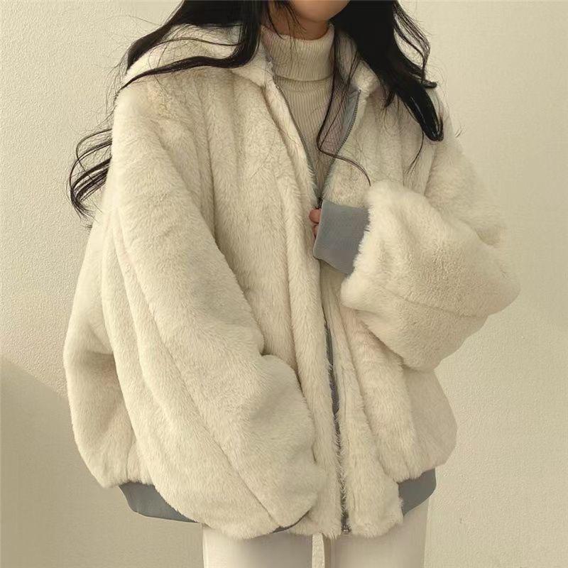 Women's Korean Velvet Lamb Wool Hooded Winter Jacket