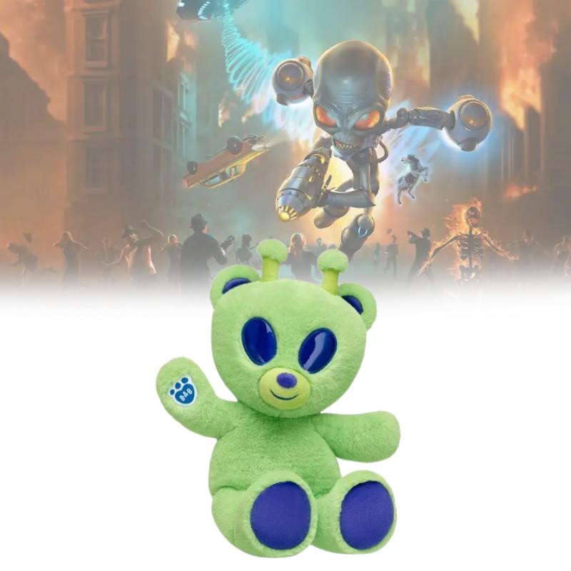Alien Green Bear Cute Cartoon Plush Toy Durable Short Childhood Doll Collection