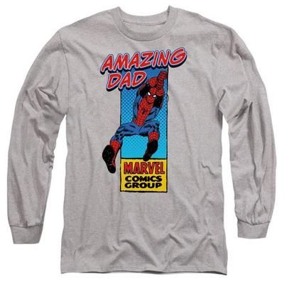 Mens Amazing Dad Spider-Man Corner Box Heather Fathers Day T-Shirt