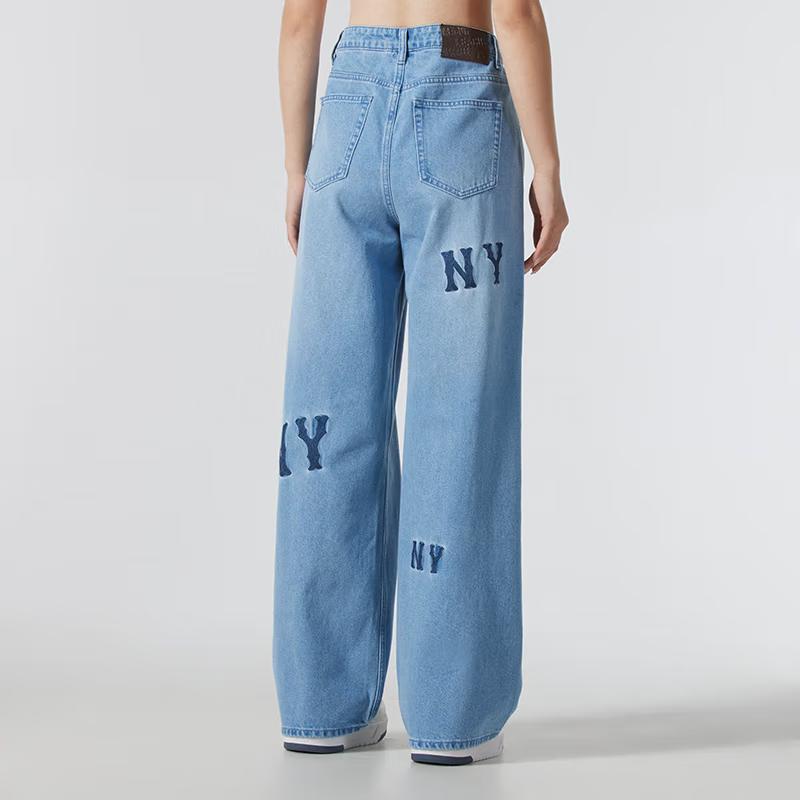 New MLB New York Yankees Old Flower Jeans Women's Light Blue 3FDPG0351-50BLL