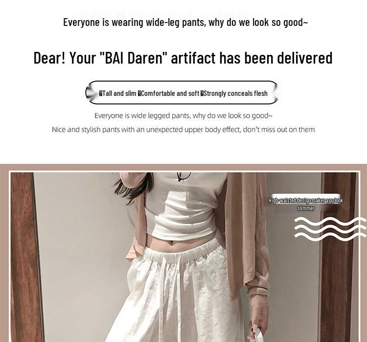 Maternity High-Waisted Wide-Leg Linen Pants – Summer Ice Silk Sun Protection Style