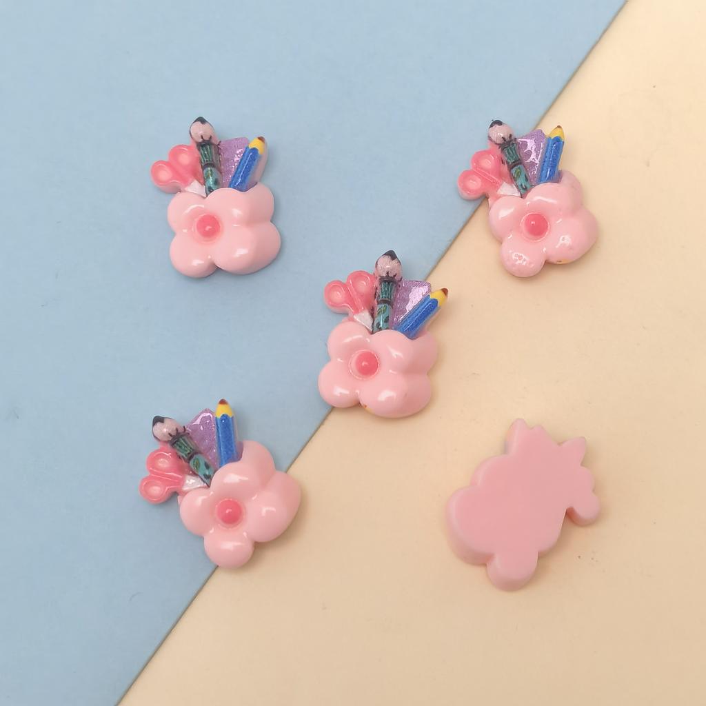 100Pcs/Bag Kawaii Cartoon Painting Series Flatback Cabochons Lovely Blackboard Pencil Brush Crafts for Scrapbooking Decoration