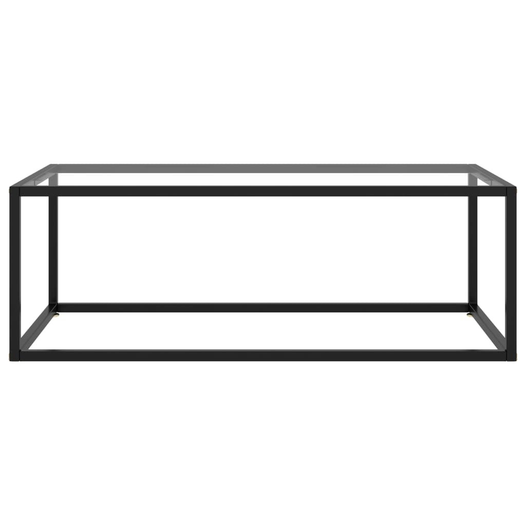 Black Coffee Table with Tempered Glass 100 X 50 X 35 Cm