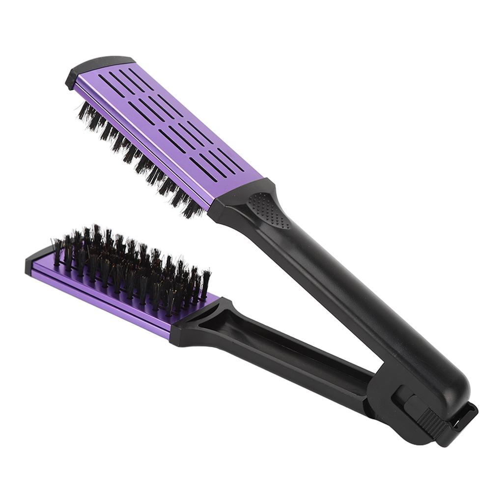 Clamp Flat Brush Double Sided Hair Straightening Artificial Bristle Splint Flat Brush