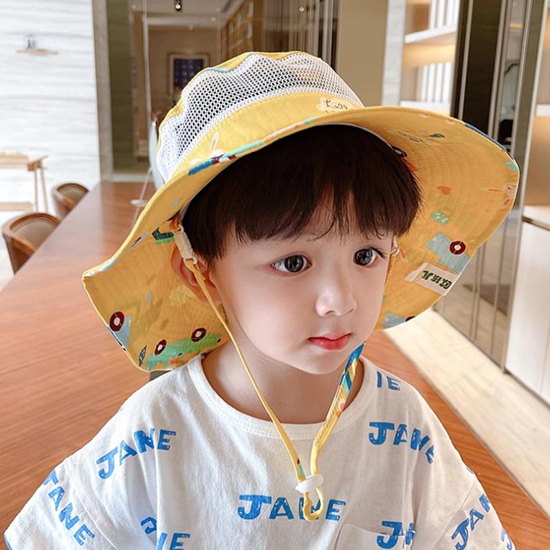 Children'S Large Brim Sun Protection Summer Thin Mesh Breathable Fisherman Hat Kindergarten Hat Girl Baby Sun Hat