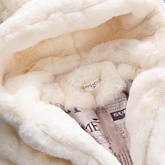 Kids Coat Rabbit Ear Windproof Polyester Long Sleeve Warm Girl Coat for Daily Life