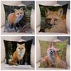 45*45cm Cute Wild Fox Print Pillowcase Decorative Cute Animal Pillowcase Soft Polyester Cushion Cover for Sofa Home Car