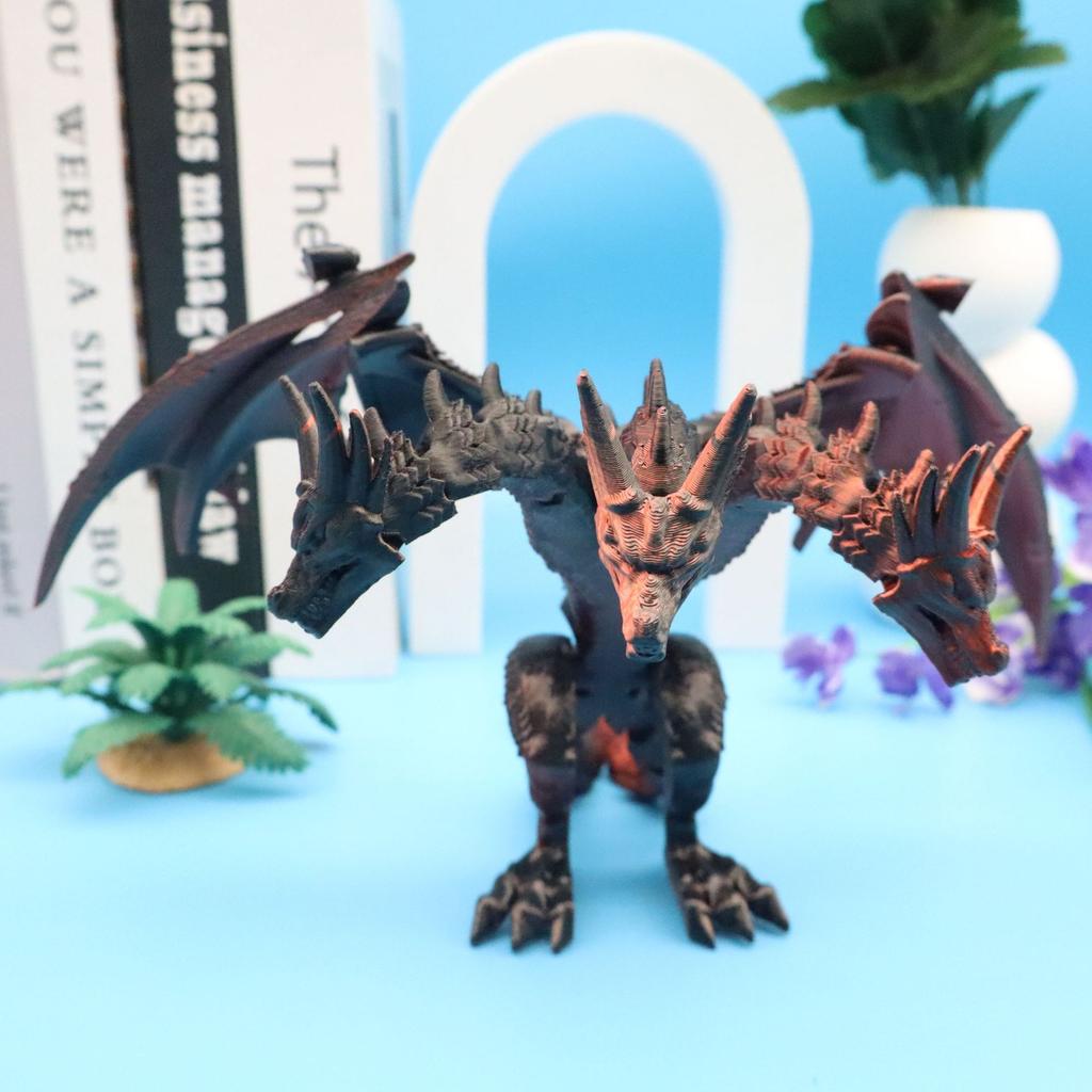3D Printed Standing Three Headed Multi Pull Toy Joint Movable Wing Model Ornament Gift Decoration New Product