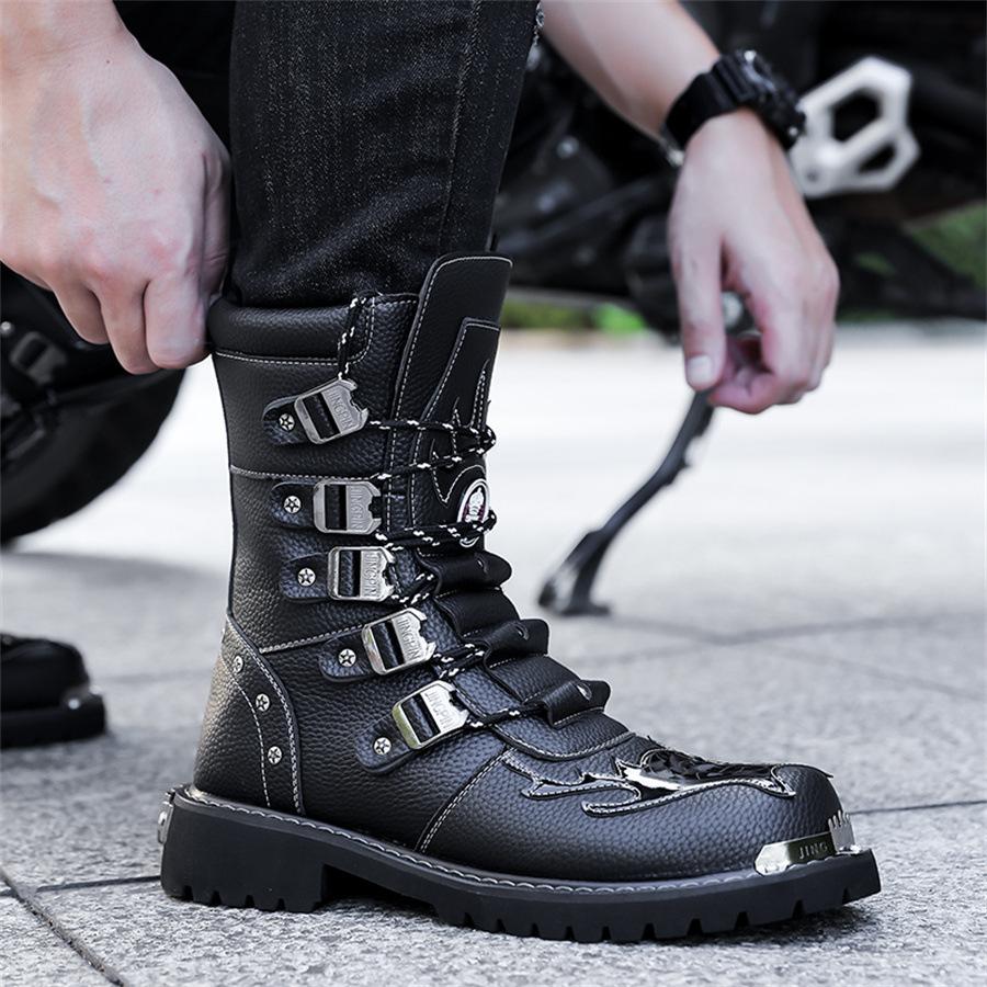 Men's Motorcycle Boots Outdoor Boots Seasonal Fashion Riding Shoes Trendy and Cool