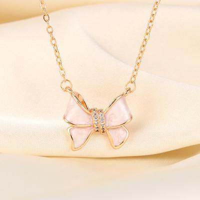 Douyin Explosion Seiko White Fritillary Bow Necklace Temperament Design Collarbone Chain