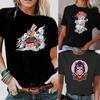 Mask Print O-Neck T-Shirt Women Summer Fashion Casual Loose Short Sleeved Harajuku Streetwear T Shirt Clothing Commuter Tops