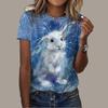 Fashionable Women's Little White Rabbit Printed T-shirt Fun Casual O-neck Short Sleeve T-shirt Summer Women's T-shirt