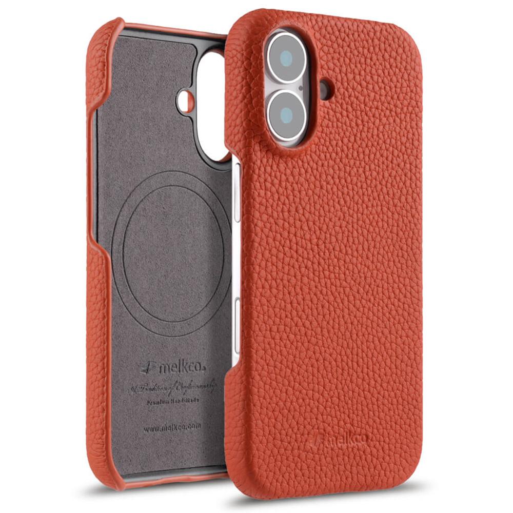 MELKCO For iPhone 17 Case Genuine Cow Leather PC Phone Cover Compatible with MagSafe