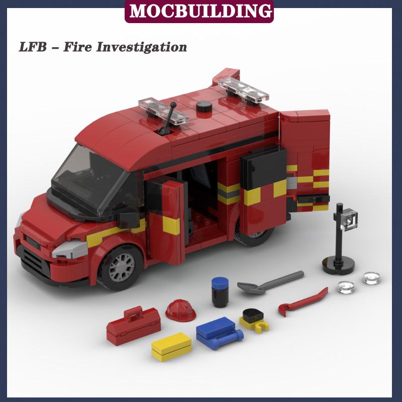 

London Fire Bridge LFB MK3 Pump Ladder Transport Vehicle Building Blocks MOC City Car 32m Turntable Ladder Traffic Model