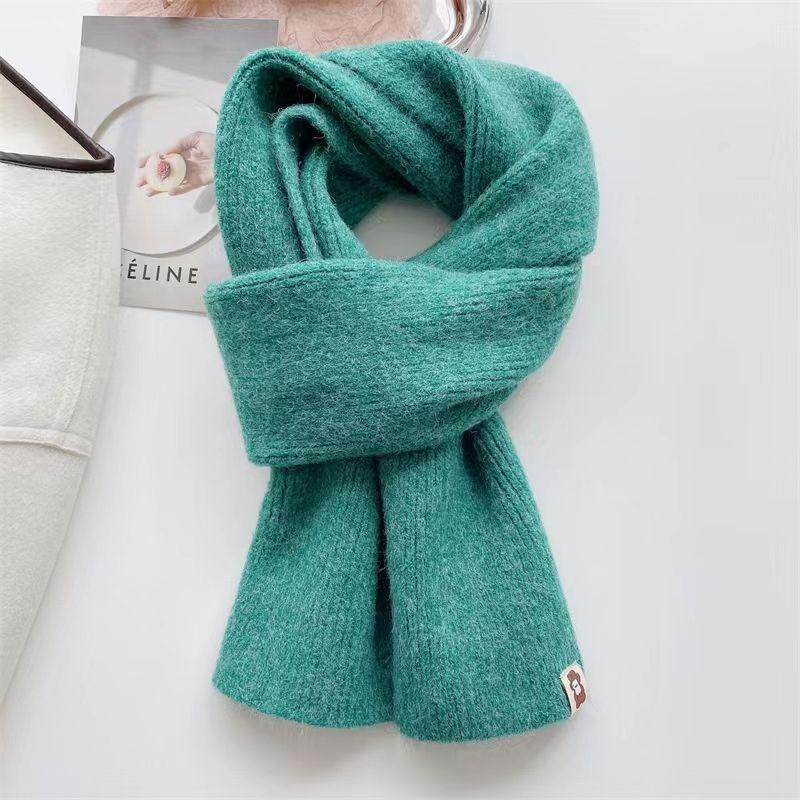 Winter Knitted Scarf Women Thick Warm Scarves Hand Made Scarves Ins Solid Color