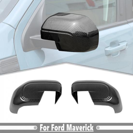 For -2025 Ford Maverick ABS Carbon Fiber Side Rearview Mirror Cover Trim Cap