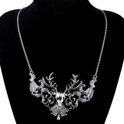 Women Retro StatementHollow Deer Head Pendant Insects Necklace Gift
