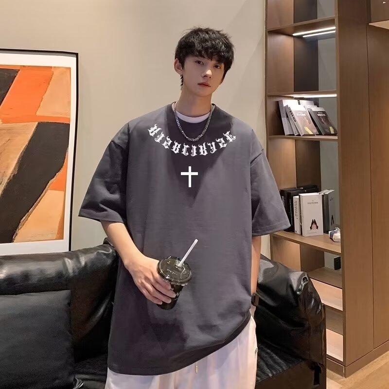 New Short Sleeved T-Shirt For Men In Summer, Korean Style Trend, Simple Half Sleeved Top, Hong Kong Style Loose Casual Brand T-Shirt