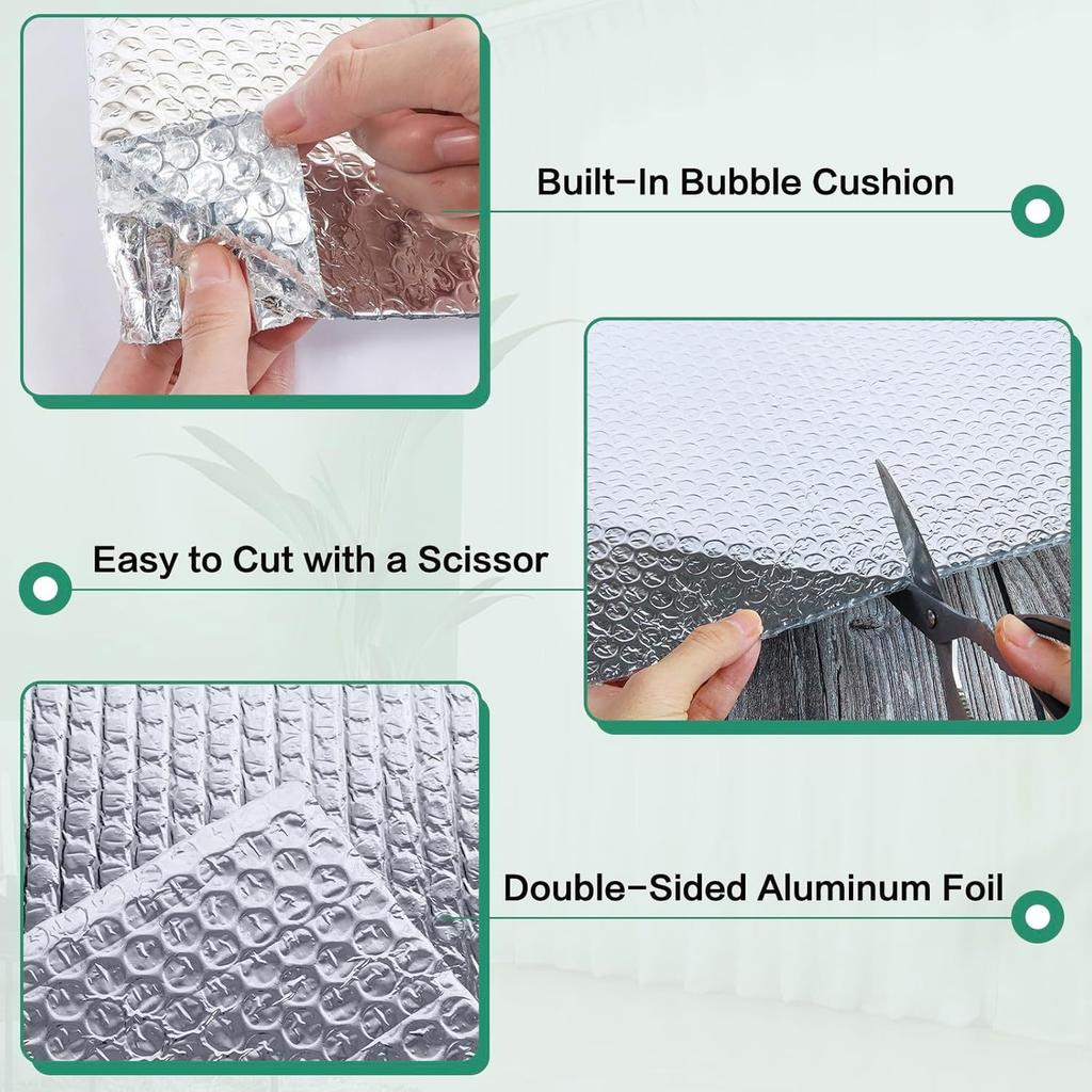 YoleShy Double Reflective Insulation 48 In X 10 FT RV Window Insulation for Summer Heat Reflective Window Film for Roof, Car, Garage Doors