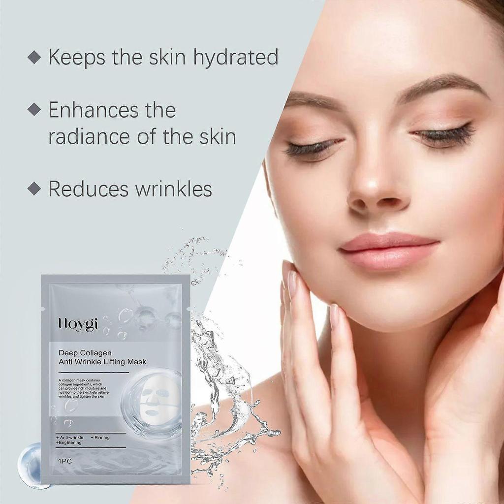 Hoygi Kollagen Anti-Falten-Maske (Box-Set) Feuchtigkeitsspendende, hydrierende, straffende und feine Linien reduzierende Gesichtsmaske