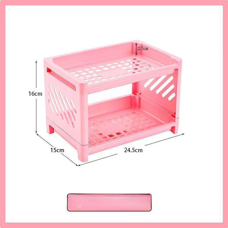 1 PP Desktop Double layer Storage Rack Rectangular Storage for Student Office Desks Cosmetics Stationery Storage Rack