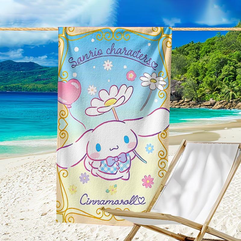 1pc Sanrio Cinnamoroll4 Beach Towel, Beach and Seaside Swimming Pool Equipment, Fashion Pattern, Rectangular, Travel Essentials