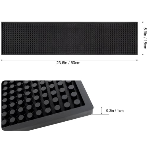 excovip Bar Mat, Stylish, Draining, Kitchen, Soft, Durable, Scratch-Resistant, Washable, Non-Slip, PVC, 60x15 cm, Black, 9016