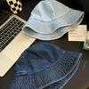 Autumn and Winter Japanese Lace Denim Fisherman Hat Casual Versatile Hat Women's Face Small Bucket Hat Windproof Sun Hat