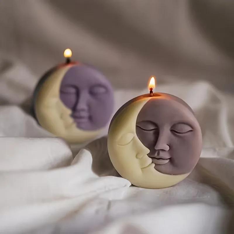 A Top Quality Romantic Sun & Moon Embrace Silicone Mold - Classic Day Night Design for Candles Resin Plaster Crafts Perfect Gift