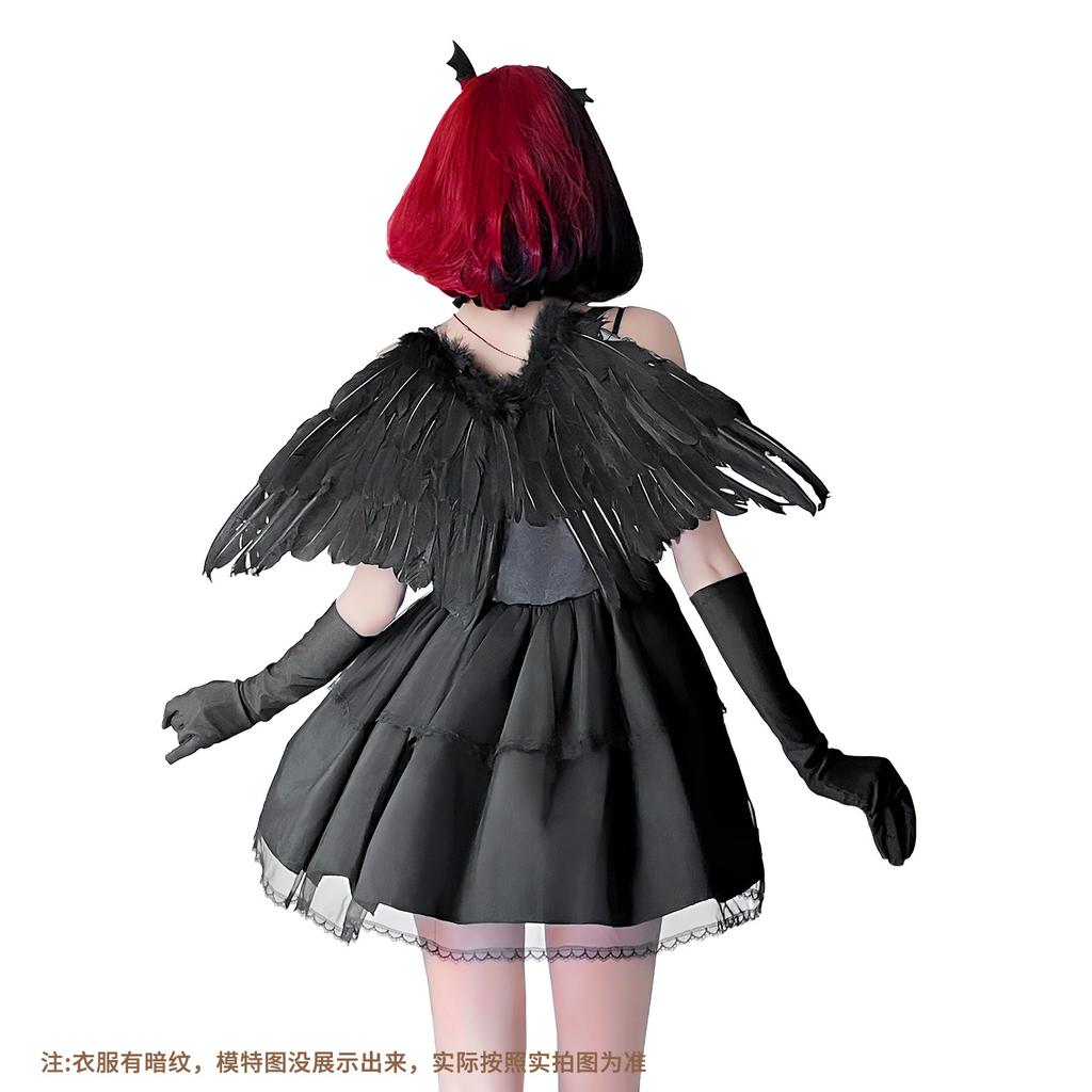 Halloween costume adult ghost bride dark goth demon cos show costume white angel sexy dress