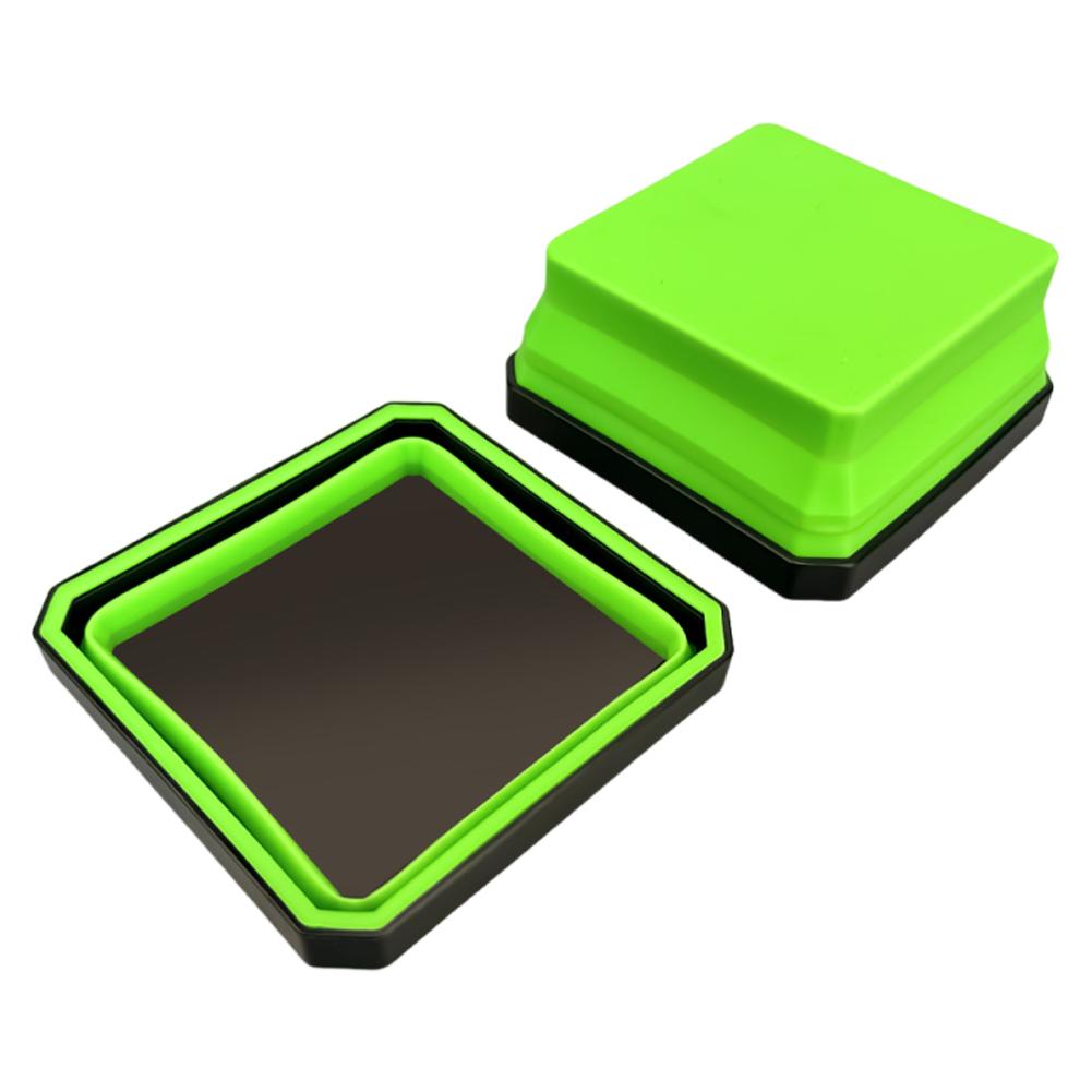 2 PCS Collapsible Magnetic Screw Tray Square Silicone Bowls with Magnetic Base Tool Organizer Stores and Organizes Small Parts