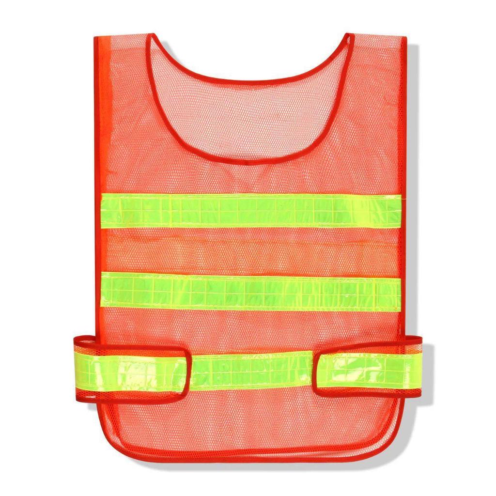 Red Mesh Reflective Safety Vest - Fluorescent Nighttime Traffic Command Vest