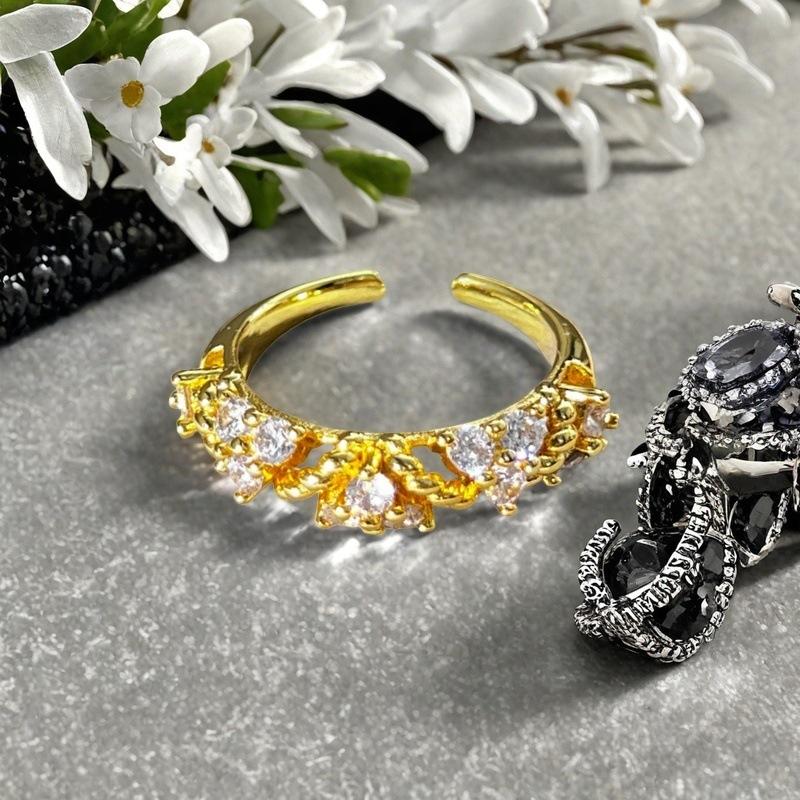 Three-Dimensional Exquisite Medieval French Retro Open Ring Luxury Light Luxury Niche Zircon Accessories Women