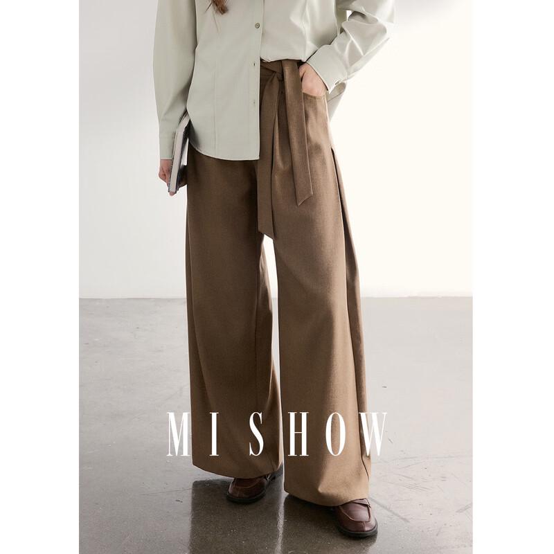 Women s High-Waisted Tie-Detail Wide-Leg Trousers M