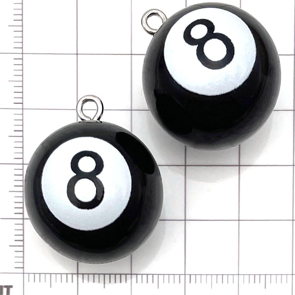 Black & White Resin Number 8 Billiard Pendant Charms for DIY Jewelry Accessories