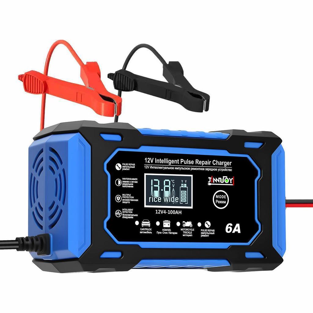 12V 6A Smart Pulse Repair Charger for Car & Motorcycle Lead-Acid Batteries