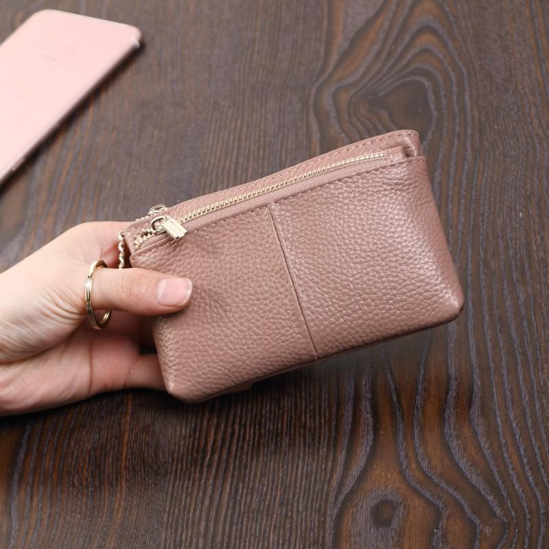 Genuine Leather Change Purse Women's Fashionable Coin Bag Cowhide Zipper Mini Wallet