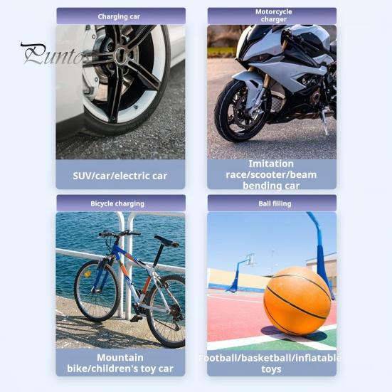 Tire Inflator Portable Air Compressor 150PSI 4000mAh Battery Smart One-Click Pump for Car Motorcycle Bicycle Pressure Gauge LED Light Fast Inflation