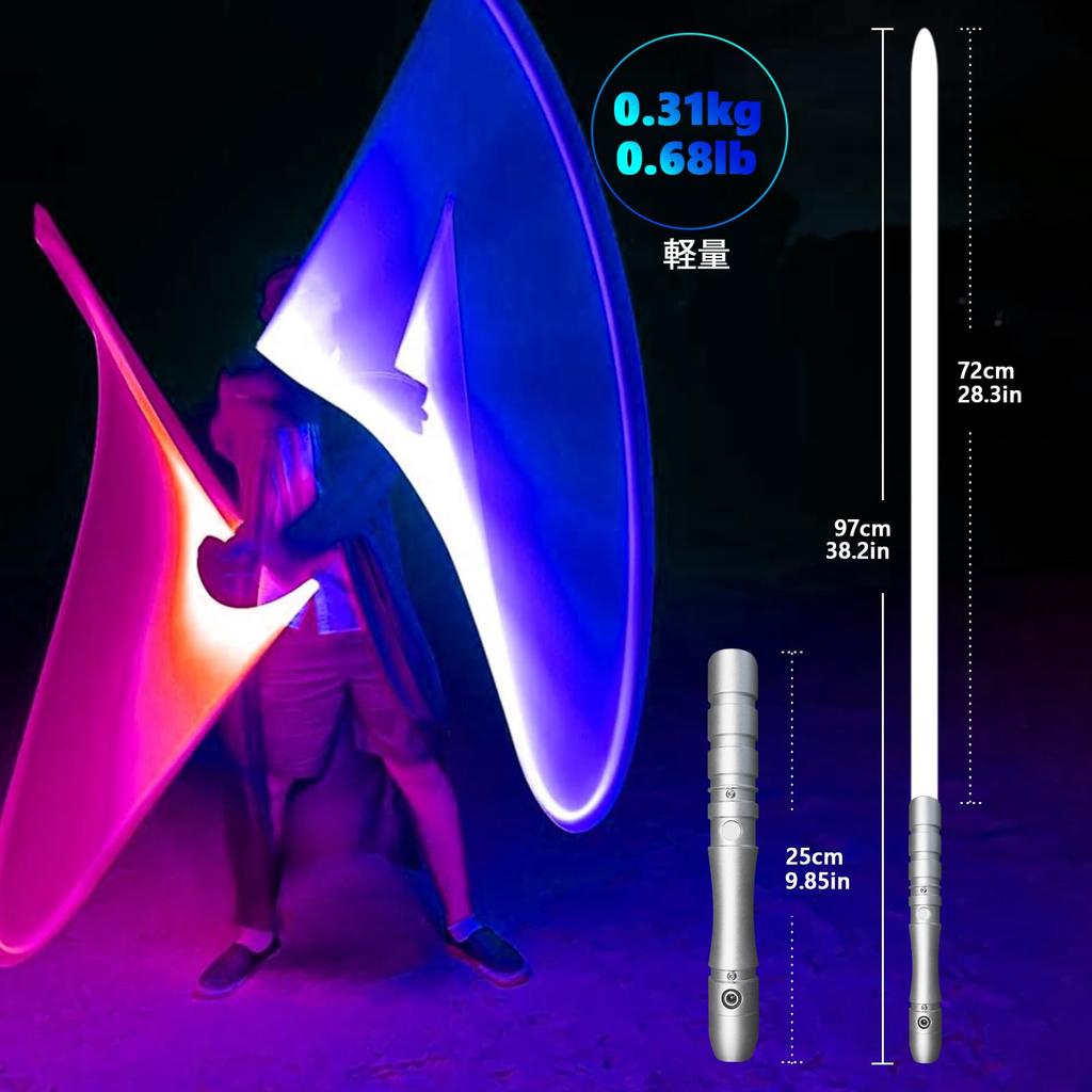 YDD Lightsaber with LED Blade, Metal Hilt, Force FX, Sound Effects, Sensor, Rechargeable Light-Up Sword (Silver-Blue Blade)