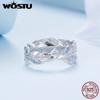 WOSTU 925 Sterling Silver Delicate Colorful Zircon Feather Ring Cubic Zirconia for Women Birthday Gift Chic Fine Jewelry