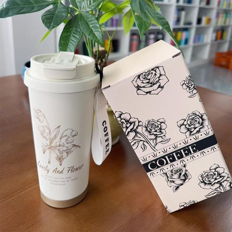 Modern Stainless Steel Insulated Coffee Cup With Double Lid For Office And Travel