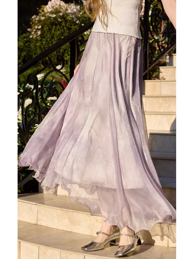 Spring 2026 Women s A-Line Gradient Purple Drape Irregular High Waist Skirt L фиолетовый
