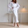 Ensemble Robe et Chemise Satinées à Lacets Cross2026 Europe Printemps/Été pour Femmes NTZ9004